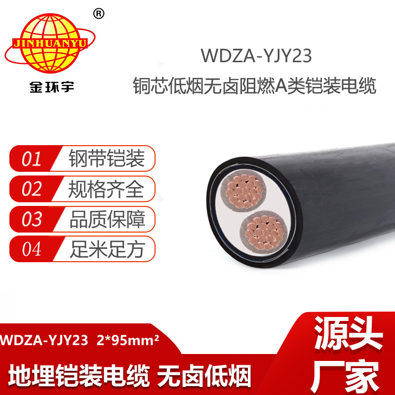 金环宇电线电缆 深圳低烟无卤铠装阻燃电缆WDZA-YJY23-2X95平方电力电缆