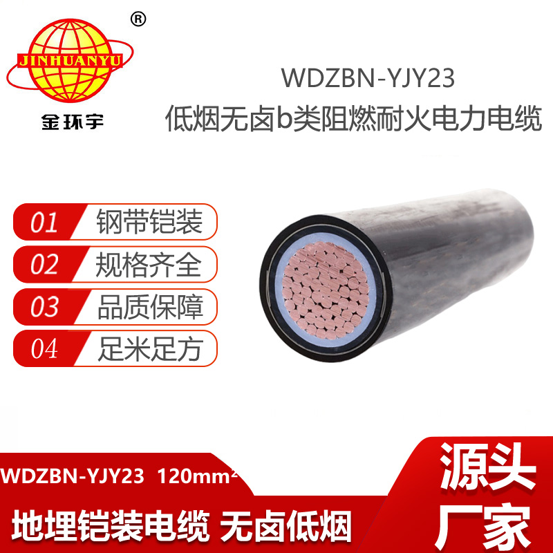金环宇电线电缆 阻燃耐火单芯铠装电缆 无卤低烟电力电缆WDZBN-YJY23-120平方